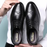 【Dog Egg Shop】Handcrafted Mens Oxford Shoes หนังลูกวัวแท้ Brogue Dress Classic Business Formal Man