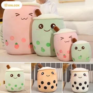 Bubble Tea Plush Pillow Plush Pillow, Cute Milk Tea Cup Plushie Bubble Tea  Soft Toy With Strawberries, Bubble Tea Cup Plush Toy Soft Stuffed Throw Pi