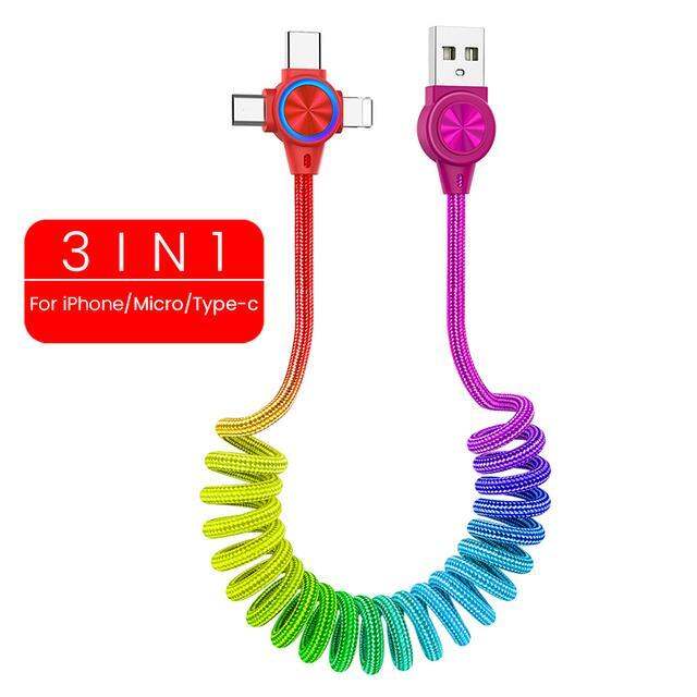 hot-ruxmmmlhj-566-สปริง3in1-3a-เร็วสายชาร์จสำหรับ-iphone-micro-type-c-8ขาสายชาร์จสำหรับ-xiaomi-huawei-สายข้อมูล-usb-ยืดหดได้