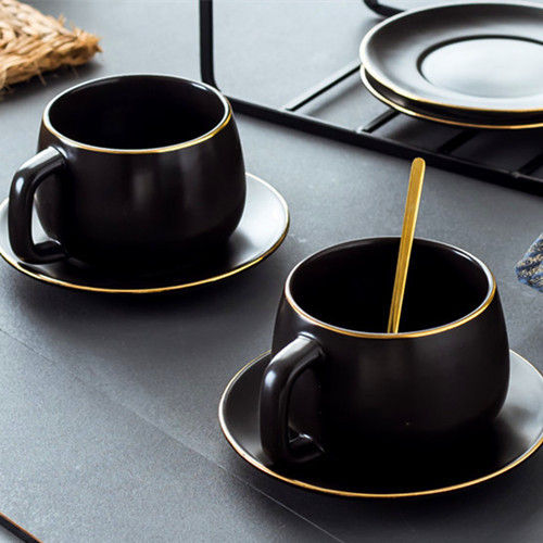 ชุดเซรามิกสีดำ-ถ้วยกาแฟขาว-tomor-life-สไตล์เรียบง่ายแบบนอร์ดิก