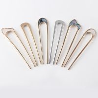 【CC】∋﹍  Fashion Hair Accessories Metal U Stick Gold Color Enamel Hairpin Female Headwear Gifts