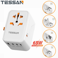 TESSAN 65W PD Fast Charging Universal Adapter with Type C +USB A,  International Type C Adaptor Universal Adapter, Worldwide Travel Adapter, All-in-one Outlet Adapter Converter USA to Europe UK EU AUS (Type C/G/A/I)