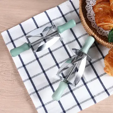 Croissant Cutter Roll Cutter Stainless Steel Croissant Cutter Croissant  Roll Slices Croissant Knife With Wooden Handle For Pasta, Dough, Pastry