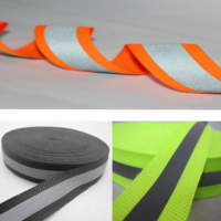 10m 25MM Reflective Tape Strip Sew-On Silver Black Fabric Trim Safty Vest