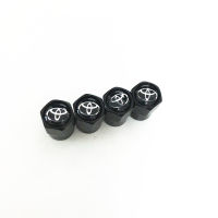 จุกลมยางรถยนต์ พร้อมโลโก้ Toyota 1 ชุด (4 อัน) ดำ- Car Tire Valve Caps