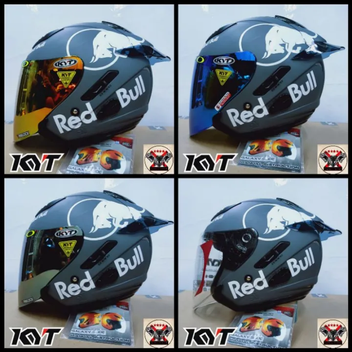 Helm Half Face KYT GALAXY Modif Redbull Solid Gorila Grey Doff Helm
