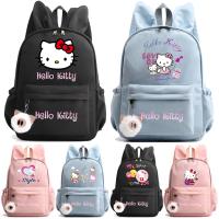 Sanrio Hello Kitty กระเป๋านักเรียนน่ารักมีหู,กระเป๋ากันน้ำสำหรับผู้หญิงน้ำหนักเบากระเป๋าเป้สะพายหลังเด็กการ์ตูนสำหรับเด็กผู้ชายเด็กผู้หญิง