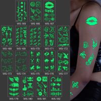 Glowing Tattoos Stickers Fluorescence Color Luminous Temporary Tattoos Body False Stickers for Night Bar Club Music Party