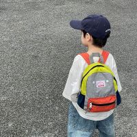 【Hot Sale】 College style childrens backpack ultra-light contrast kindergarten boy schoolbag handsome bag outdoor all-match