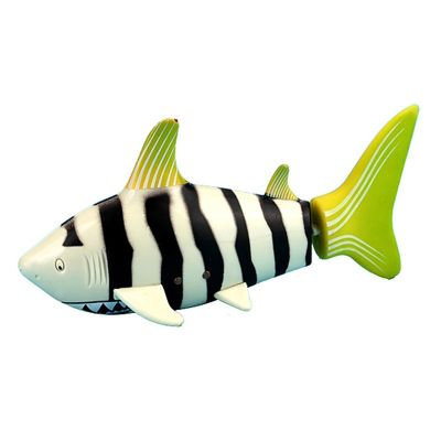 หุ่นยนต์ปลาบังคับวิทยุของเล่น ปลาสีขาวพาดดำ Fish Radio Control Robot Fish Toy (Fish White Stripe Black)