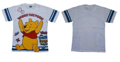 เสื้อยืดสีขาว คอตตอน เสื้อผ้าลายการ์ตูนลิขสิทธิ์แท้ ผู้หญิง/ผู้ชาย เสื้อแขนสั้น แฟชั่น Winnie The Pooh  T-Shirt DWS101-228 หมีพูห์ ทิกเกอร์ BestShirt