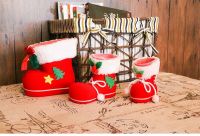 Xmas Stockings Home Holiday Celebration Decor Christmas Decorations Childrens Gifts Candy Boots Flocking Cloth Small Gift Bags Socks Tights