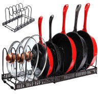 2Pcs ขยายหม้อ Pan Lid Rack Bakeware ตู้ Organizer 10ปรับวงเวียนตู้ผู้ถือกระทะอุปกรณ์ครัว