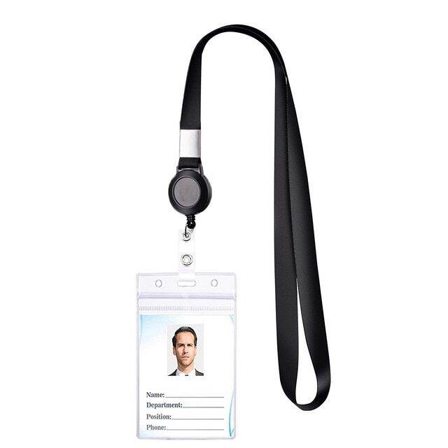 Retractable Badge Reel Neck Strap Lanyard with Card Cover for ID Card ...