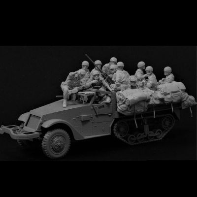 โมเดลเรซิ่นขนาด1/35ชุดประกอบโมเดลธีมรถทหาร12คนและพัสดุ (ไม่มีรถบรรทุก) ของเล่นไดโอรามา Gratis Ongkir