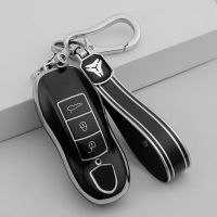 lujie TPU Car Remote Key Fob Cover Case Holder Shell Protector for Porsche Cayenne Panamera 911 Macan 718 Taycan Keychain Accessories