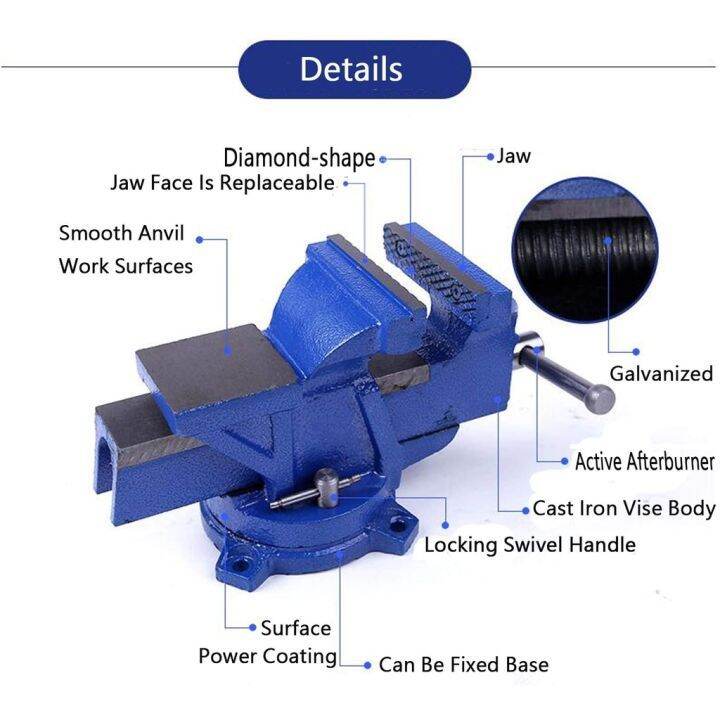 จัดส่ง1-2วัน-heavy-bench-vise-4-นิ้ว-5-นิ้ว-6นิ้ว-ปากกาจับชิ้นงาน-ฐานล็อค-360หมุนได้-แค-100-125mm-ปากกาจับชิ้นงาน-เหล็กเหนียว-แท่นจับชิ้นงาน