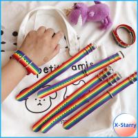 กำไลข้อมือ X-STARRY สำหรับผู้หญิงสายรัดฝ้ายลินินปรับได้สีรุ้งสายรัดข้อมือเดซี่