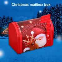 Christmas Mailbox Candy Storage Tinplate Box Lovely Xmas Metal Kids Gift Case Tree Hanging Ornaments Navidad Home Decoration Storage Boxes