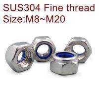 Fine thread Stainless Steel DIN985 Lock nut Nylon lock nuts M6 M8 M10 M12 M14 M16 M18 M20 SUS304 Locking nut Self lock nut Nails Screws Fasteners