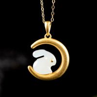 【CW】 Hand-carved Hetian Inlaid Necklace Pendant Fashion Accessories Men and Couple Gifts