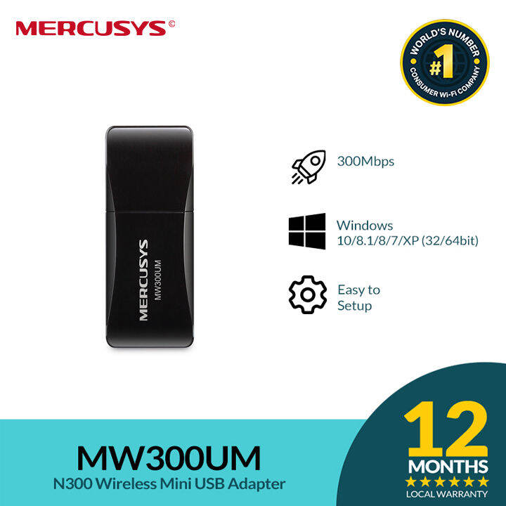Mercusys MW300UM N300 Wireless Mini USB Adapter 300Mpbs at 2.4 GHz | Tp ...