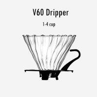 [พร้อมส่ง] ดริปเปอร์กาแฟแก้ว Dripper V60 ขนาด 1-4 แก้ว