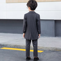 Boys Striped Tuxedo Suit Three Piece(Jacket Vest Pants) 2023 New Handsome Outfits Formal Dress Overcoat Clothes Sets