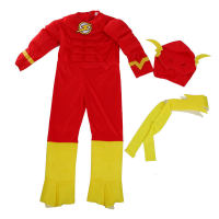 Boy The Flash Muscle Superhero Fancy Dress Kids Fantasy Comics Movie Carnival Party Halloween Cosplay Costumes