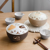 Japanese Procurement Ceramic Bowl Cute Cat Restaurant Serving Bowl Home Decoration Tableware Fruit Salad Tray Noodle Bowl