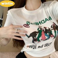 Wintin Summer New Shoulder Short-Sleeved T-shirt Womens Slim Fit Slimming Pure Desire Style All-Match Navel Sweet Hot Girl Bottoming Shirt Top