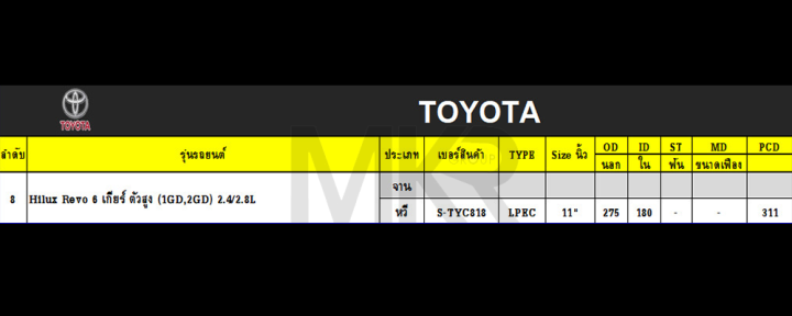 จานคลัทช์-หวีคลัทช์-ลูกปืนคลัทช์-toyota-hilux-revo-6-เกียร์-ตัวสูง-1gd-2gd-2-4-2-8l-ขนาด-11-นิ้ว-ยี่ห้อ-exedy