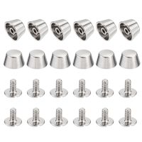 Uxcell 12Pcs 12x7mm Rivet Studs Screw Back Flat Hollow Feet Stud Spike for Leather Craft DIY Silver Tone