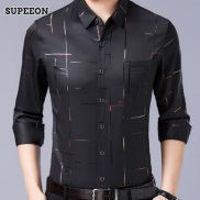 SUPEEON Ice silk shirt male business long sleeve shirt