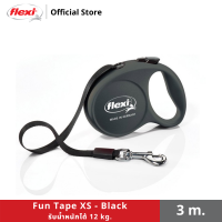 Flexi สายจูงสุนัข รุ่น Fun Tape สี Black รับน้ำหนักได้ 12-15 kg. ขนาด 3 m. / 5 m.