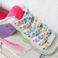 1Pair Flowers Flat Shoelaces Little Daisies Shoe Laces High-top Canvas Sneaker Shoestrings AF1 Shoe Strings 120/140/160CM