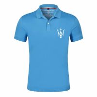 【Mens clothing】2021 NewMaserati โลโก้ PrintedMade สีทึบผู้ชายแขนสั้น T Clothes