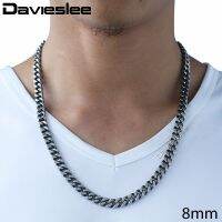 Davieslee Mens Necklace Stainless Steel Chain for Men metal Curb Cuban Link 81012mm DKNM142