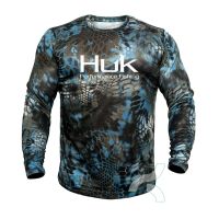 【YF】 HUK Fishing Shirt Camouflage Long Sleeve T-shirt Tops Mens Fitness Train clothing Sun Protection Clothes UPF 50  Jersey