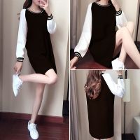 Womens Loose Solid Color A Line Full Sleeves Casual Slim Fit Party Dress