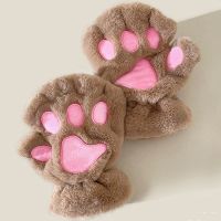 【hot】✒☞  Fluffy Claw Fingerless Gloves Warm Soft Half Gifts