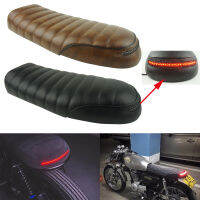 Vintage Flat t Seat Cafe Racer Saddle Motorcycle R Scrambler Cushion with LED ke Turn Singal Light for Vintage Bike