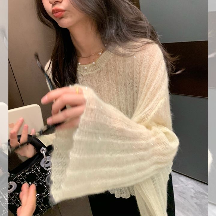 limiguyue-knitted-pullovers-jumpers-loose-soft-mohair-sweater-o-neck-thin-trumpet-sleeve-beach-j757