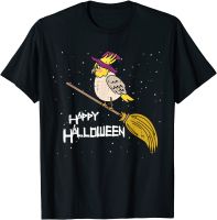 Cockatiel Witch Broomstick Night Cute Bird Halloween Gift T-Shirt Cotton Men Tops Tees Printing T Shirt Leisure Funny