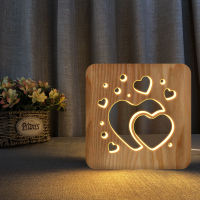 Love Hearts 3D LED Wooden Dog Paw Night Light Hollow Table Lamp USB Powered Desk Lights For Baby Kids Christmas New Year Gift