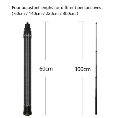 3m Ultra-Long Carbon Fiber Invisible Selfie Stick monopod For Insta360 ONE X2 ONE R X Gopro sjcam xiaomi yi DJI sport camera