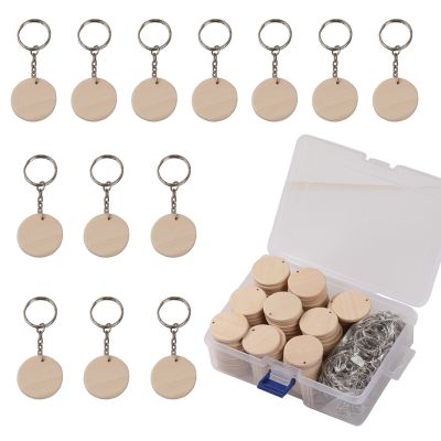 200pcs Multifunctional Wooden Discs Tags Keychain Set Round Painting Unfinished Natural Blank Storage Box For Crafts With Holes Key Chains