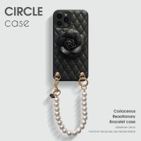 Luxury 3D Flower Pearl Bracelet Chain Diamond Lattice Leather Soft Case For iPhone 13 12 11 Pro XS Max XR X 7 8 Plus SE 2 Cover