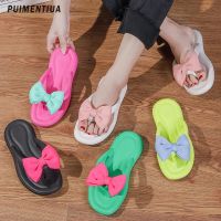 2023 New Summer Women Slippers Fashion Bowknot Flip Flops Beach Shoes Home Non-slip EVA Slippers Indoor Outdoor Women Flip Flops