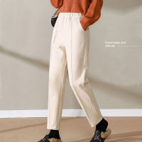 Womens Harem Thick Straight Pants High Waist Solid Loose Trousers Office Lady Basic Casual Pant Winter Spring New Fashion 2022